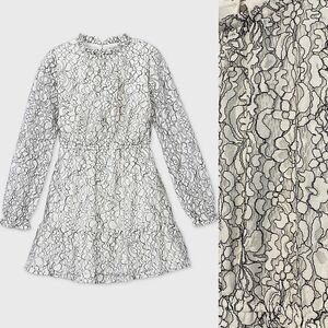 Art Class black and white lace long elastic cuff sleeve girl dress L  10/12